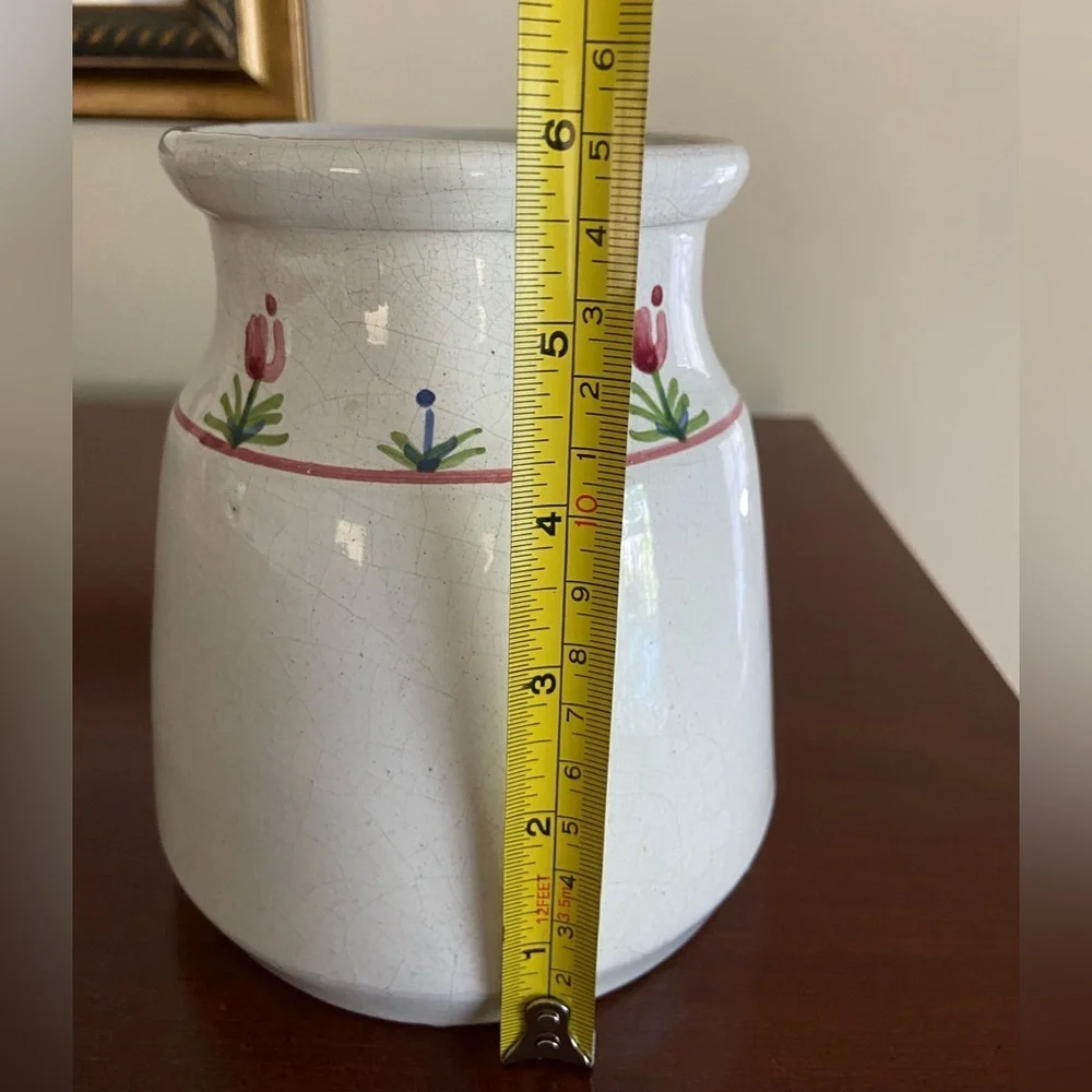 🖤 Vintage Portugal Floral Pottery spring crock hand painted MM Portugal pottery